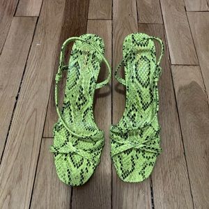 Neon green snake print sandal